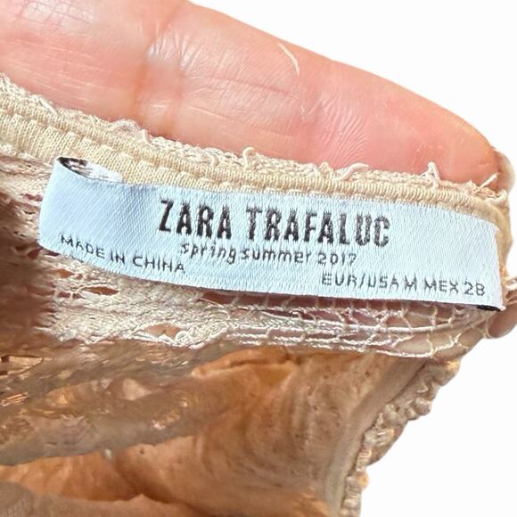 ZARA TRAFALUC SHEER LACE BLOUSE PEACH COQUETTE FAIRY COTTAGE CORE BOHO SIZE M - Picture 4 of 6